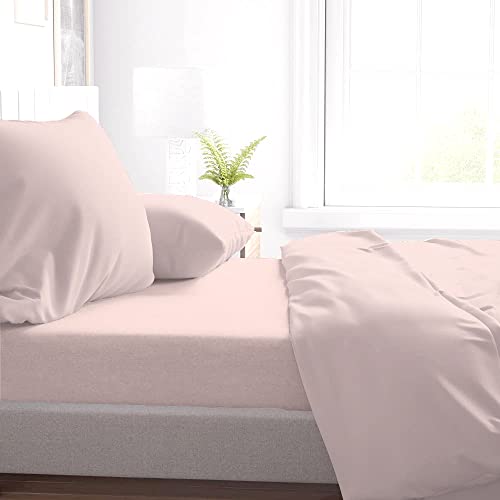 Kotton Culture Parure de lit 4 pièces en coton égyptien Super King (drap-housse, drap plat, 2 taies d'oreiller) Draps doux à poche profonde 600 fils au pouce carré, literie de qualité supérieure Blush Cover