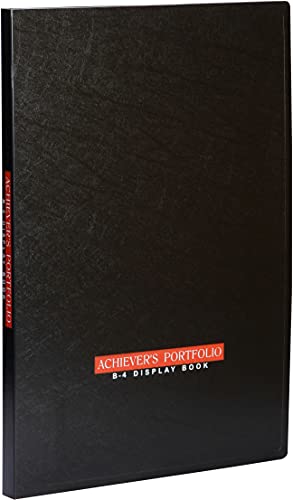Image of Worldone Achiever Portfolio Display Book Folder for Documents, 1mm Vergin PP Material with 20 Bound Non-Refillable Top Loading Plastic Sleeves, Thick PP Bord, for Offices, Size B4, Black, Set of 1