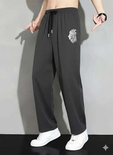 Image of Samfor Track Pant for Men | Loose Fit Super Stretchable Track Pant for Man with Bold Lion Design | Stylish Lower for Men