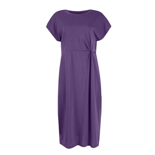 Business Casual Dresses for Women 2025 Cap Sleeve Knee Length Twist Front Dress Elegant Round Neck Summer Dresses4