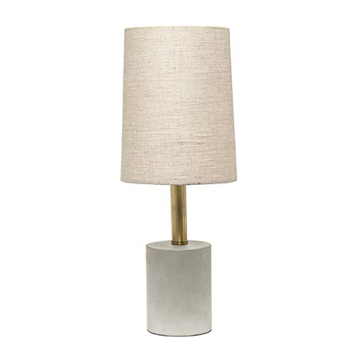 Elegant Designs LT3314-KHK Cement Table Lamp with Antique Brass Detail, Khaki