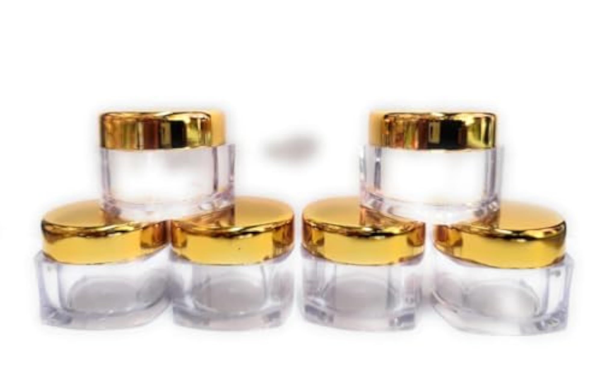 15g Square Empty Cosmetic Containers with Gold Lids, Pack of 12