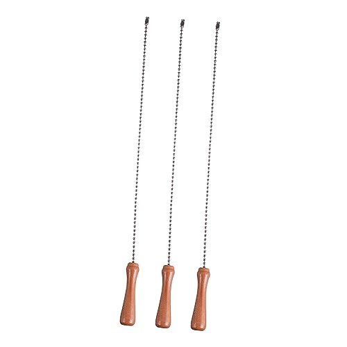 ANDRESLAD 3pcs Wooden Stick Ceiling Fan Pull Chains Hanging Pendant Pulling Chains for Ceiling Fans 30.5cm Length Natural Wood Tone