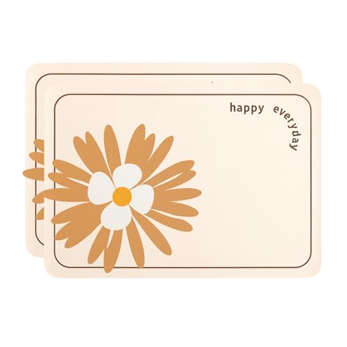 Image of YELONA Leather Dining Table Placemats Set of 2 - Waterproof, Heat Resistant, Anti-Slip, Easy to Clean Table Mats for Dining Table, Kitchen & Home Decor (Ivory White, 40 x 30 cm)