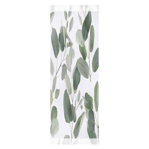 Wrap And Shawl for Women， Long Plaid Blanket Scarf，Eucalyptus Leaves Printed Winter Scarf，Warm Christmas Gift，Evening Dresses Shawl