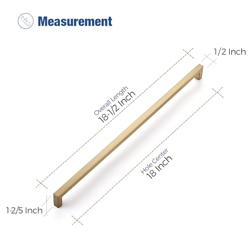 Image of Ravinte 30 Pack Champagne Bronze Cabinet Handles 18 Inch Hole Center Stainless Steel Kitchen Square Cabinet Pulls for Dresser Drawer Cupboard Handles with Screwdriver