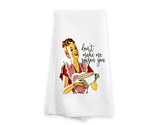 Retro Kitchen Hand Towels – Don’t Make Me Poison You – Funny Gift for Mom – Cooking Gift for Women