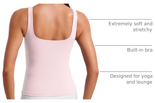 Image of CRZ YOGA Butterluxe Scoop Neck Tank Tops | Light Support, Built in Bra, Removable Pads, Yoga, Extremely Soft, U Back, Wide Straps, for Women