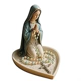 AIKEOU Rosenkranz und Schmuckhalter der Jungfrau Maria, religiöse Harzstatue für Hingabe, Figur für Zuhause, Altar, Kirche, Dekoration, katholisch für Frauen, Blau und Rot, 15 cm x 15 cm (Damen