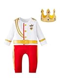 Newborn Boy Girl Prince Costume Halloween Outfit Baby Clothes Romper With Crown (6-12 Months)