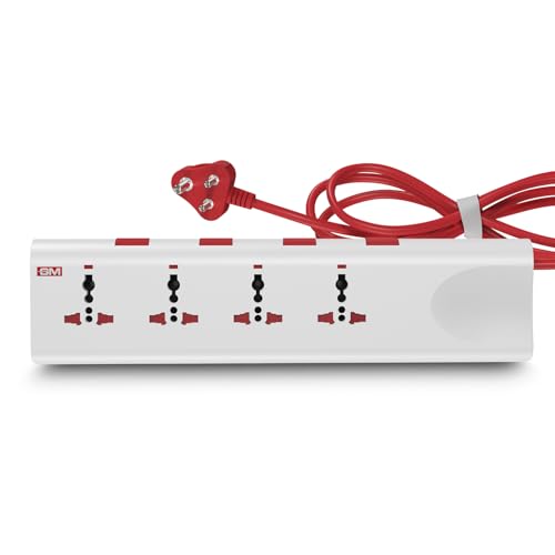 Image of GM 3061 E-Book Power Strip | 4 Universal Sockets + Individual Switches | 2m Heavy-Duty Cord | Thermal Trip Overload Protection | LED Indicator | Child Safety Shutters