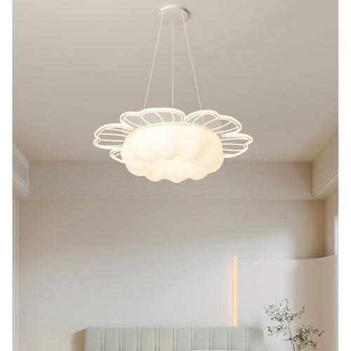 Lustres suspendus réglables salon moderne suspension fleurs blanches acrylique - 6