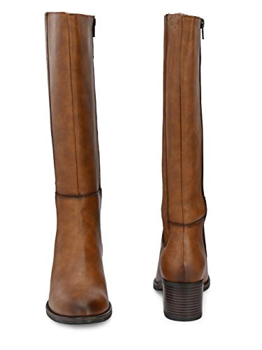 Image of Delize Tan Womens Mid Heel Knee Boots