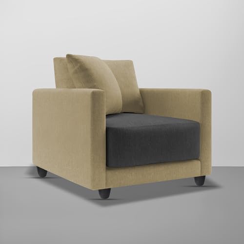 Image of Casaliving Dominic 1 Seater Sofa Set for Living Room (Cream Black Fabric) Premium Fabric Sofa