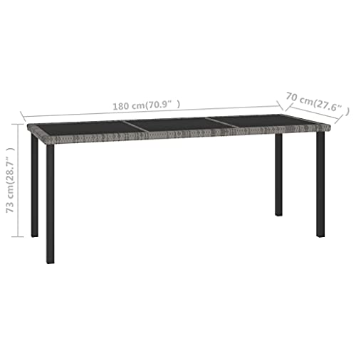 tuintafels - VDXL Tuintafel 180x70x73 cm poly rattan grijs - 180 x 70 x 73 cm - Grijs – Bild 5