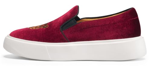 Image of Journey West Women's Fashion Velvet Sneakers with Embroidery Comfortable Slip-On Work Shoes for Women