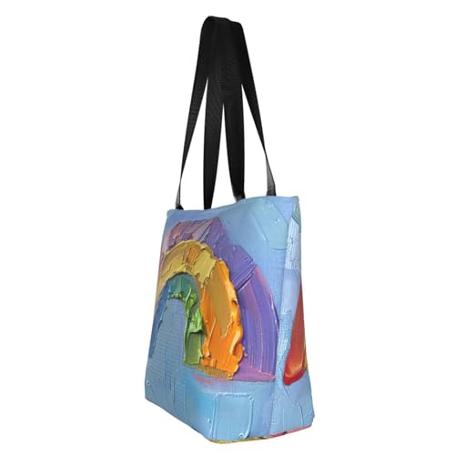 Small rainbow Print Lightweight Shoulder Bag Summer Outings Tote Bags Travel Hiking Work Casual Use4