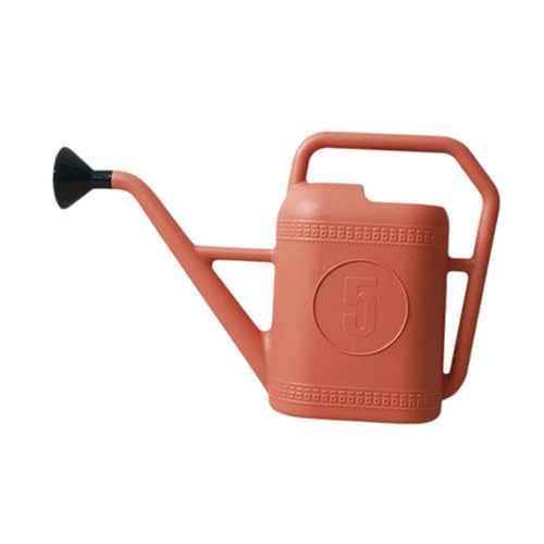 Ioensy Regadera de Jardín con Asa Y Cabezal Rociador para Plantas, Rojo, 5l