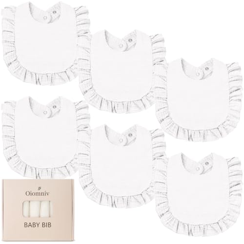 Oiomniv bavoirs mousseline bébé 6 pcs ajustables 0-36M