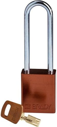 Brady ALU-BRN-76ST-KD, 150284 Aluminum Lockout Padlock, Brown (Pack of 8 pcs)