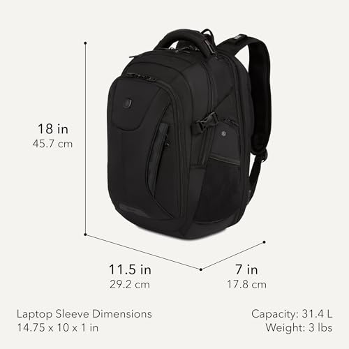 Image of SwissGear 5358 USB ScanSmart Laptop Backpack. Abrasion-Resistant & Travel-Friendly Laptop Backpack Exclusive Bundle with Lock