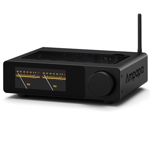 Ampapa 2-Kanal Bluetooth 5.2 Verstärker: HiFi 300W×2 Stereo Amplifier mit HPF | Digitalem VU-Meter | SUB Pre-Out | Symmetrischem TRS-Eingang | Klangregelung & Fernbedienung für...