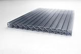 Stegplatte aus Polycarbonat |Doppelstegplatte| 16mm stark | Steg 3 Fach | X-Struktur Anthrazit/Graphit 980mm x 3000mm