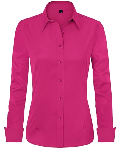 Image of J.VER Womens Dress Shirts Long Sleeve Button Down Shirt Wrinkle-Free Business Casual Blouse Office Work Tops