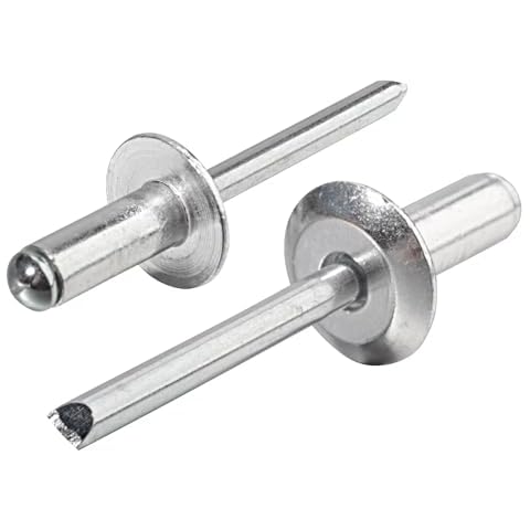Linkup 50pcs pack 1/4" x 5/8" Large flange Pop blind Rivets,Large Head aluminum rivets,6.4mm x 16mm pop rivets,Aluminum Body Steel Mandrel Rivets (Silver) Cover
