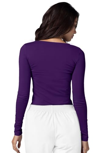 Image of Adar Womens Comfort Long Sleeve T-Shirt Underscrub Tee - 2900 - Purple - XXS