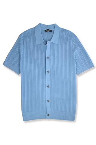 Banana Republic Mens 748042 Textured Soft Knit Short Sleeve Button Down Polo Sweater,2