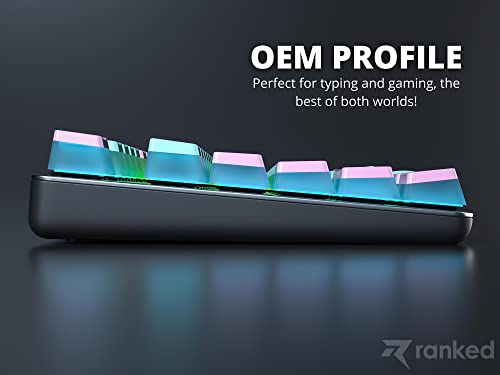 Image of Ranked Pudding PBT Keycaps | 112 Double Shot Translucent ANSI US & ISO Layout | OEM Profile for RGB Mechanical Gaming Keyboard (Miami)