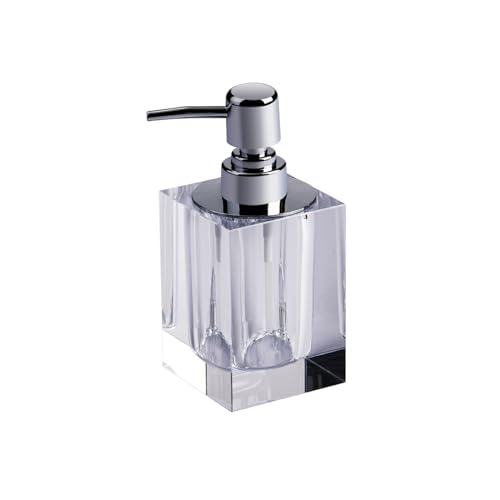 Crystal Glass Soap Dispenser Square Lotion Bottle Kitchen Bathroom Shampoo Pump Countertop Lotion Dispenser 165ml ( Color : Clear , Size : 165ml )