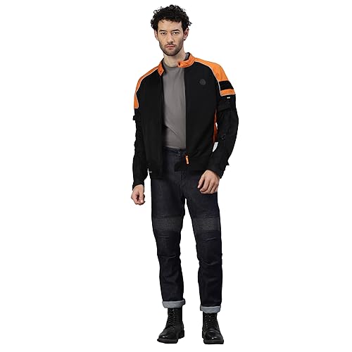 Royal Enfield Mens Polyester Streetwind Pro Riding Jacket Orange (Small) 38 Cm With Ce Level 2 Protectors At Shoulder, Elbow & Back & Ce Level 1 Ergo Pro-Tech Armours At Chest For Advance Protection