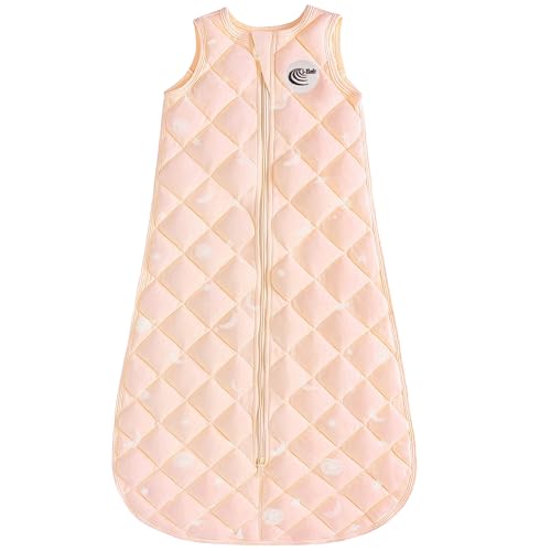 i-Heir Baby Sleep Sack 0-6 Months 1.0 TOG - 100% Cotton Quilted Wearable Blanket, Super Soft Infant Sleeping Sack with 2-Way Zipper, Cozy Baby Sleeping Bag for Newborns (Pink)