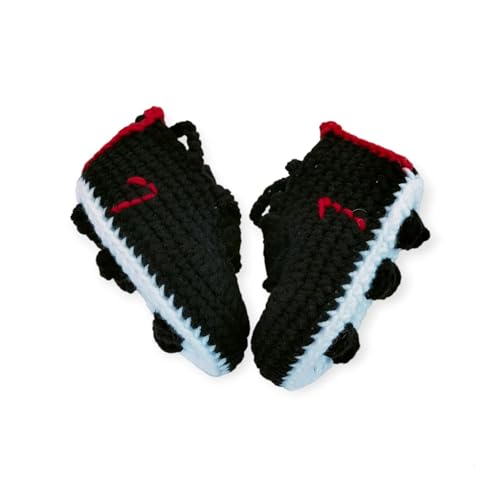 Crochet Cleats Soccer, Soccer Baby Shoes,Crochet Soccer Baby, Baby Soccer Shoes, Baby's First Cleats,Crochet Soccer Baby,Black Newborn Sports Football, Unisex Cleats (0-3 months)2