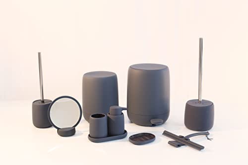 Image of blomus SONO Toilet Plunger with Decorative Holder - Ceramic Soft Touch with Stainless Handle - Modern Design - Black