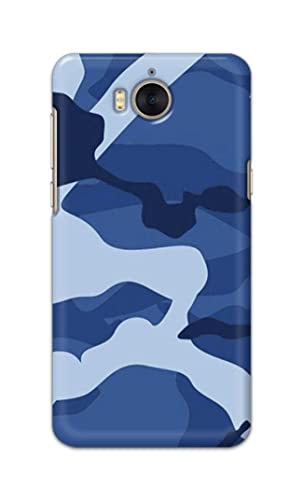Image of Printed Hard Back Cover Case for Huawei Y5 2017 | Huawei Y6 2017 | Nova Young Back Cover (Army Blue Pattern) -1302