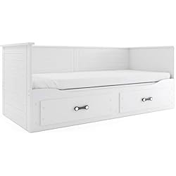 Interbeds Cama Hermes 2 en 1- con Dos cajones, somieres y colchones de Espuma (2X 200x80x8), Color Blanco