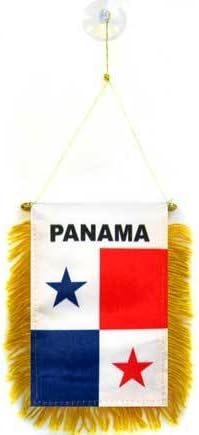 AZ FLAG Panama Mini Banner 6'' x 4'' - Panamanian Pennant 15 x 10 cm - Mini Banners 4x6 inch Suction Cup Hanger