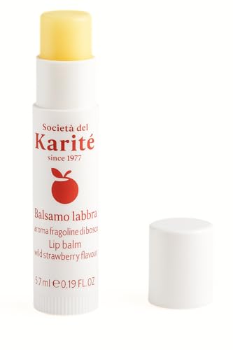 Linea Karitè Balsamo Labbra Karité e Fragoline di Bosco 5,7ml Idratante Nutriente e Protettivo con Burro di Karité Biologico e Acido Ialuronico Stick Naturale per Labbra Secche e Screpolate
