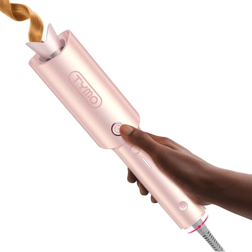 Image of TYMO Automatic Rotating Curling Iron - TYMO CURLPRO Beach Waves Curling Wand, Portable Hair Curler, 500 Million Ionic, Dual Voltage & Lightweight for Travel, Ceramic Coating, 1 Inch, Rose Gold