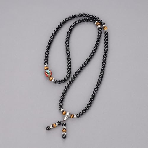 Image of COAI Black Obsidian Stone Bracelet Necklace Mala Beads 108