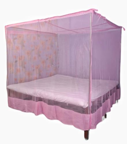Image of Multicolor Soft Cotton Mosquito net Double Bed King Size | Pure Cotton Mosquito net (Pink, 7x5)