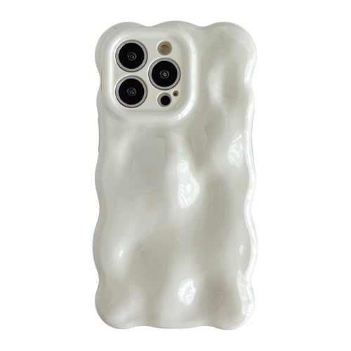 Coque iPhone 13 Pro ondulations d'eau finition plaqué chrome blanc