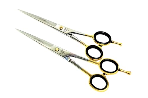 German Professional Barber Hairdressing Scissors Shears 1 Pair With Gold Rings Size 6.5