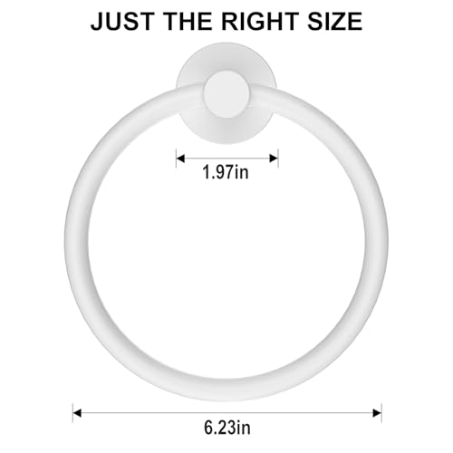 Image of SetSail Towel Holder for Bathroom Wall Screw-in White Towel Ring Stainless Steel Hand Towel Holder Heavy Duty Towel Hanger for Bathrooms