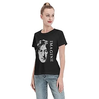 Wkkout John Lennon Imagine T-shirt pour femme 100 % coton classique Noir Taille S à XXL - Les Beatles, Paul McCartney, John Lennon, RIngo Starr, George Harrison Wkkout John Lennon Imagine T-shirt pour femme 100 % coton classique Noir Taille S à XXL – Image 4