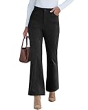GRAPENT High Waisted Corduroy Pants for Women Corduroy Flare Pants Black Trousers for Women Black Small US Size 4-6
