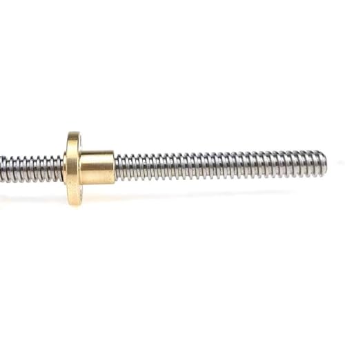 Threaded Backlash T3 T3.5 T4 Lead Screw Rod with Brass Nut 3mm 3.5mm 4mm Fully Thread Screw 40mm Long Stainless Steel Trapezoidal Screw Rod Screw trapezoidal (Color : T4 Pitch 1mm Lead 2mm, Size : 4